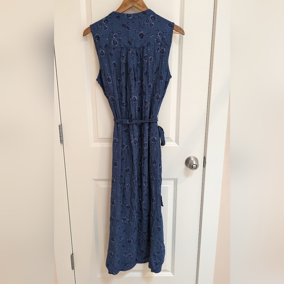 NWT Gap Sleeveless Button Front Blue Floral Maxi Dress - Picture 3 of 8